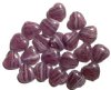 20 15mm Amethyst & White Marble Glass Heart Beads